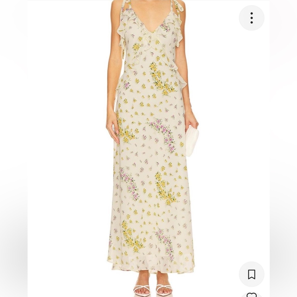 Steve Madden Floral Ruffle yellow maxi Dress size xL